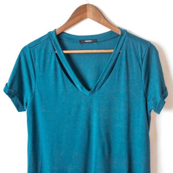 Forever 21 Touquise V-Neck Short Sleeve Dress - Picture 2 of 4